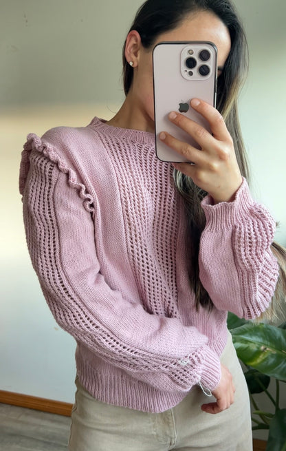 sweater vuelos lila algodón