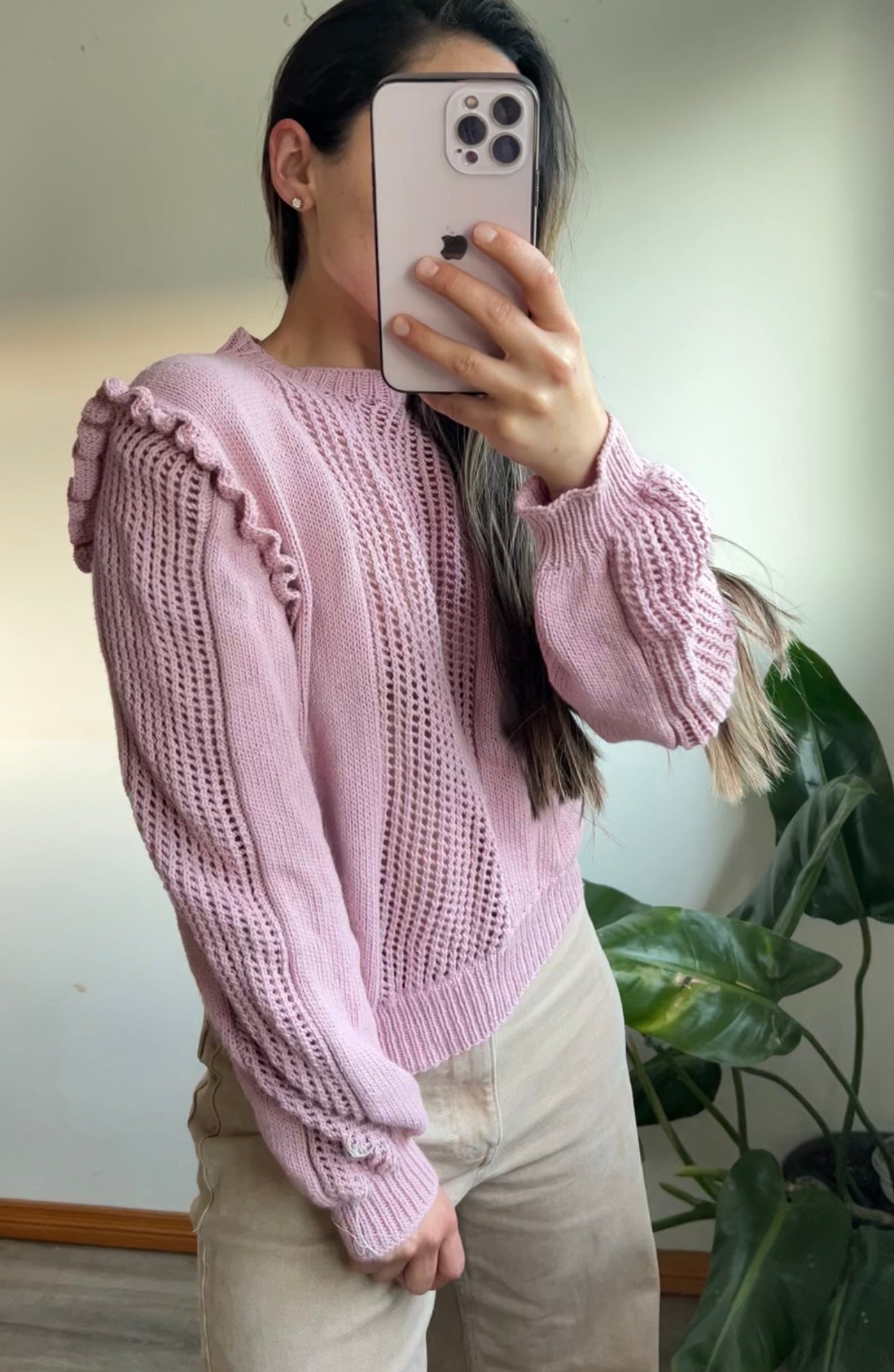 sweater vuelos lila algodón