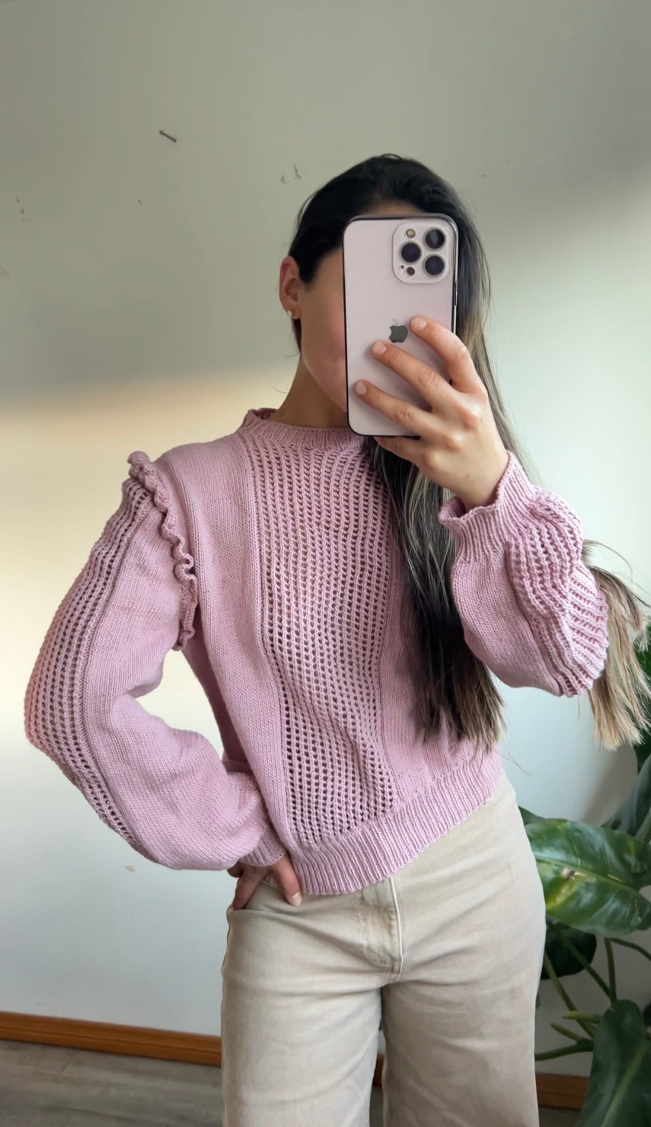 sweater vuelos lila algodón