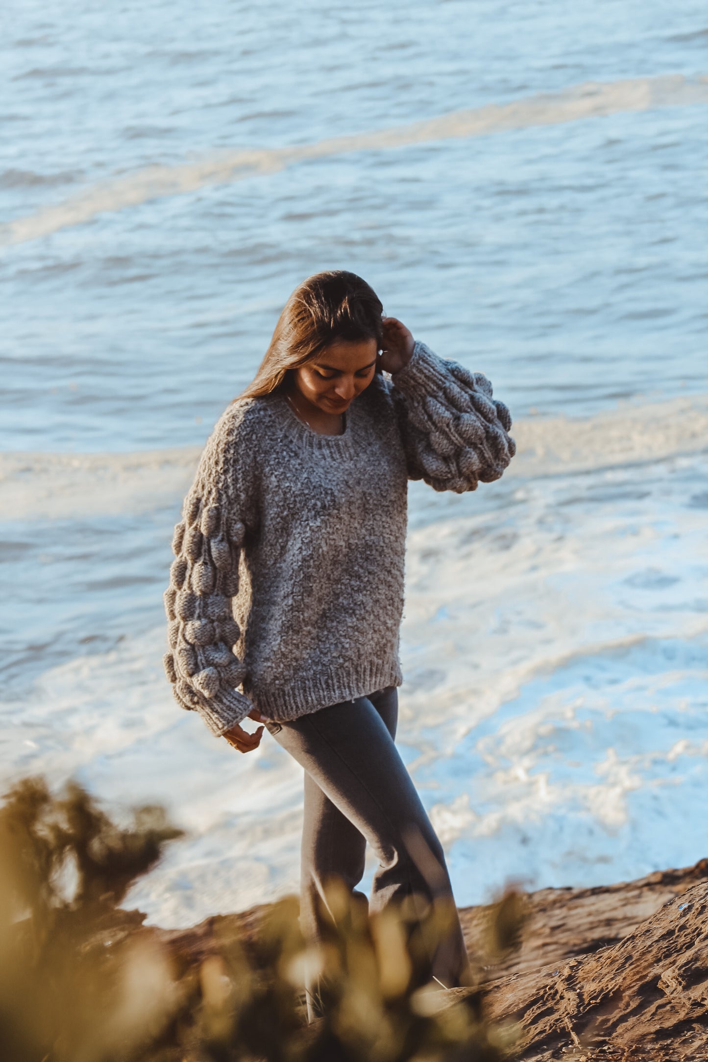 Bubble knit gris